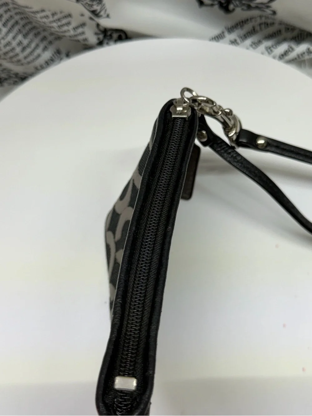 Coach Black & Gray Signature Wristlet Clutch